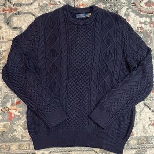 Polo Ralph Lauren Men's Navy Cable Knit Sweater - Size M